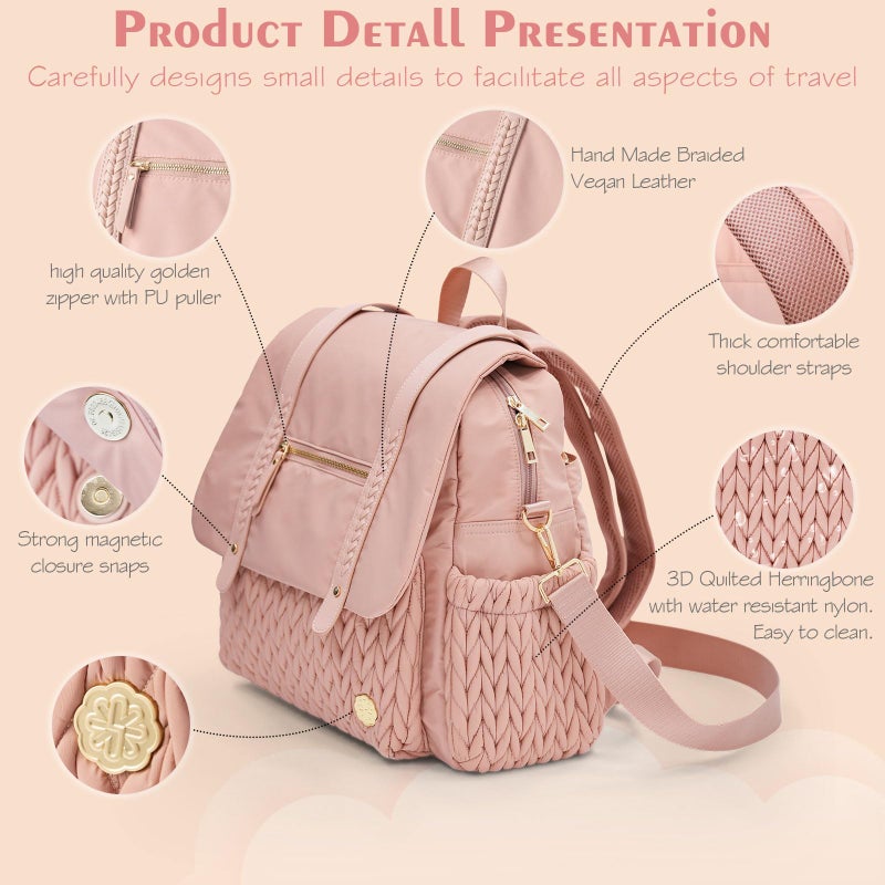 SEWBOO Diaper Bag BackPack Large Capacity Travel Mommy Bag Waterproof and Stylish with Changing Pad Baby Bag for Women and Girls - Image 3